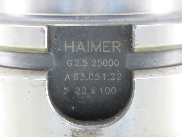 Haimer A63.051.22 HSK-A63 Face/Shell Mill Tool Holder 22mm Pilot 100mm Proj.