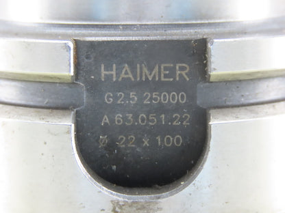 Haimer A63.051.22 HSK-A63 Face/Shell Mill Tool Holder 22mm Pilot 100mm Proj.