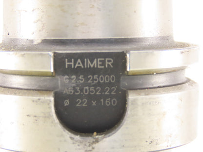 Haimer A63.052.22 HSK-A63 Face/Shell Mill Tool Holder 22mm Pilot 160mm Proj.