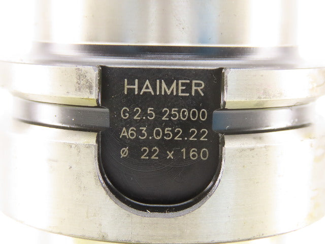 Haimer A63.052.22 HSK-A63 Face/Shell Mill Tool Holder 22mm Pilot 160mm Proj.