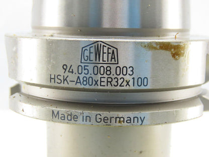 Gewefa HSK-A80 xER32x100 Precision Collet Chuck Tool Holder 100mm Projection