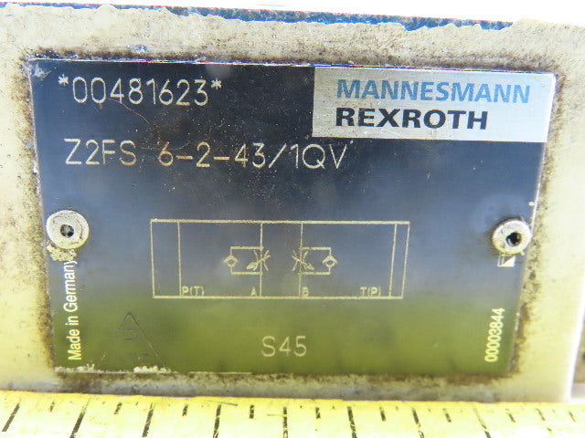 Rexroth Z2FS 6-2-43/1QV Hydraulic Double Throttle Valve