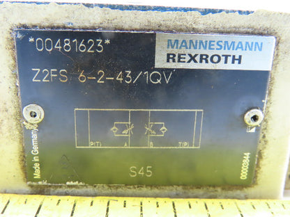 Rexroth Z2FS 6-2-43/1QV Hydraulic Double Throttle Valve