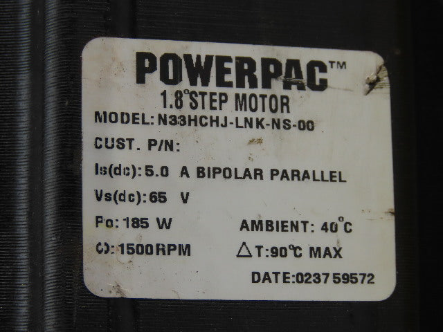Pacific Scientific N33HCHJ-LNK-NS-00 Powerpac Step Motor 65V 185W
