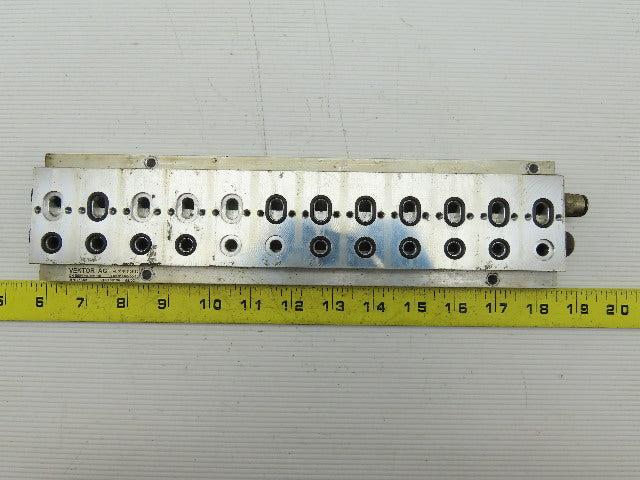 Vektor AG VP8100196 Pneumatic Manifold Block Base Aluminum 12 Station