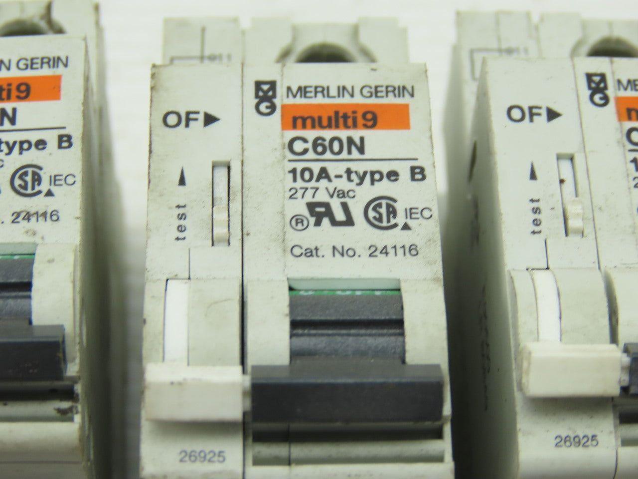 Merlin Gerin C60N 10A Type B Circuit Breaker 277V Lot Of 7