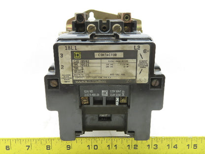 Square D 8502 SE01 3 Contactor Ser. A 600V Max 120V Coil 15Hp 1Ph