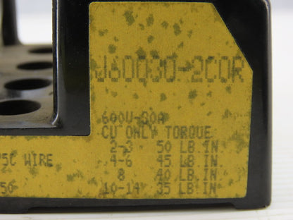 Buss J60030-2COR 2 Pole Class J Fuse Holder Block 600V 30A Lot of 3