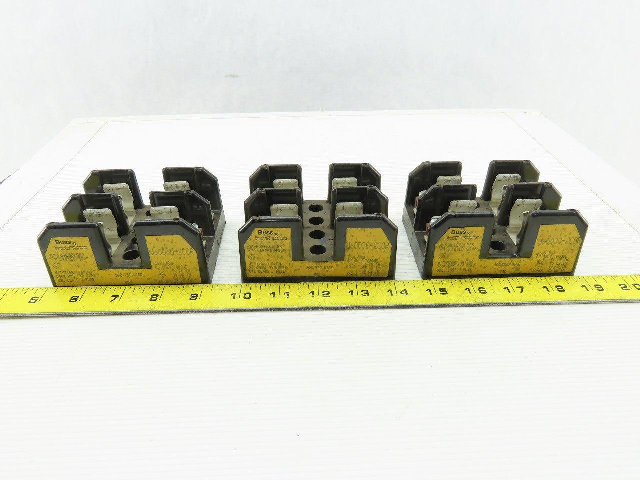 Buss J60030-2COR 2 Pole Class J Fuse Holder Block 600V 30A Lot of 3