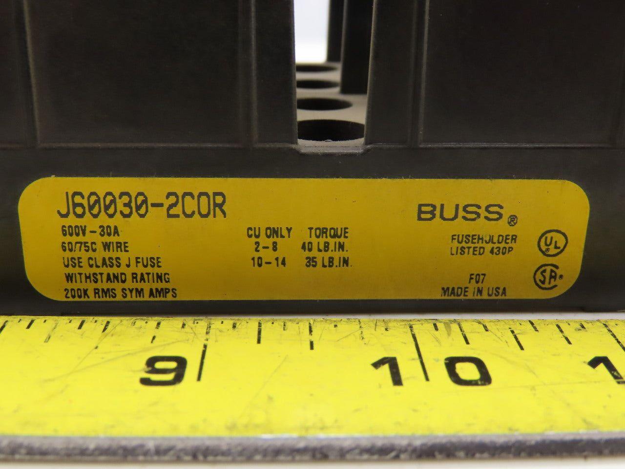 Buss J60030-2COR 2 Pole Class J Fuse Holder Block 600V 30A Lot of 4