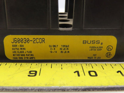 Buss J60030-2COR 2 Pole Class J Fuse Holder Block 600V 30A Lot of 4