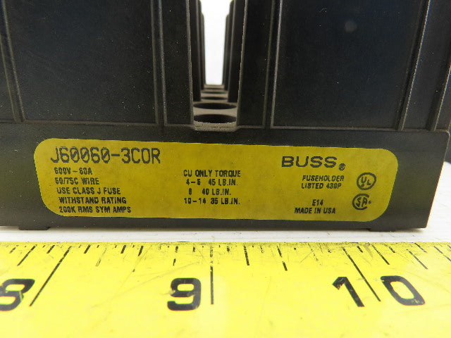 Buss J60060-3COR 3 Pole Fuse Holder 600 V 60 Amp Lot of 2