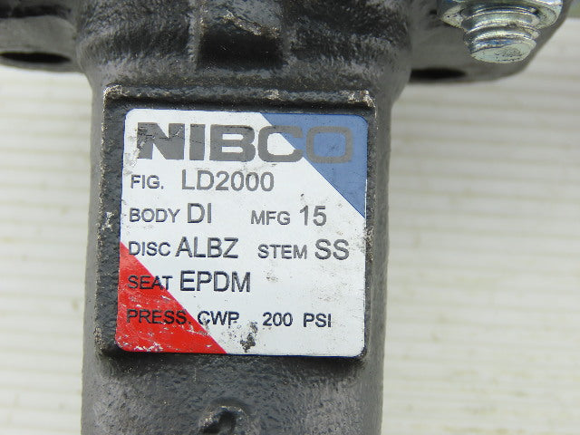 Nibco LD-2000 3" 200PSI Ductile Iron Butterfly Valve with EPDM Liner Lug Type