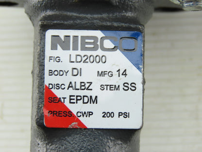 NIBCO LD2000 2.5" 200PSI Ductile-Iron Butterfly Valve  EPDM Seat ALBZ Disc