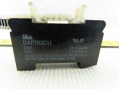 Idec BAF111SDU 24V 10A Fuse Holder W/Indicator 18-10AWG On DIN Rail Lot of 23