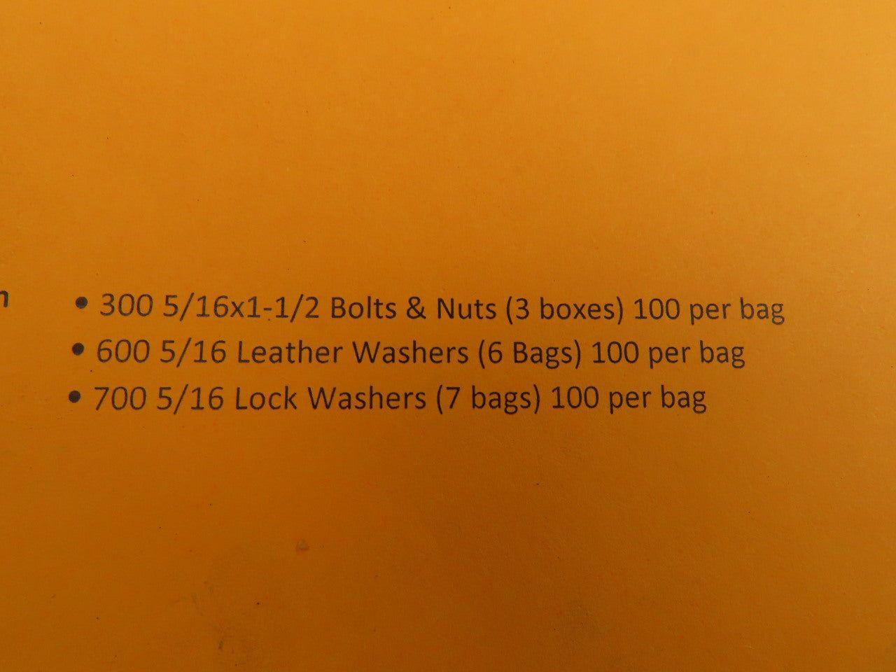 Tapco Flat Countersunk Head Elevator Bolts Lock Washers Nuts Leather Washers