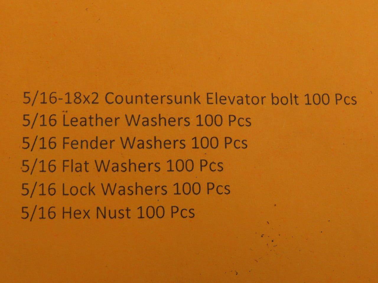 Tapco 5/16-18x2 Countersunk Elevator Bolt W/Fender Washer, Flat, Lock, & Hex Nut