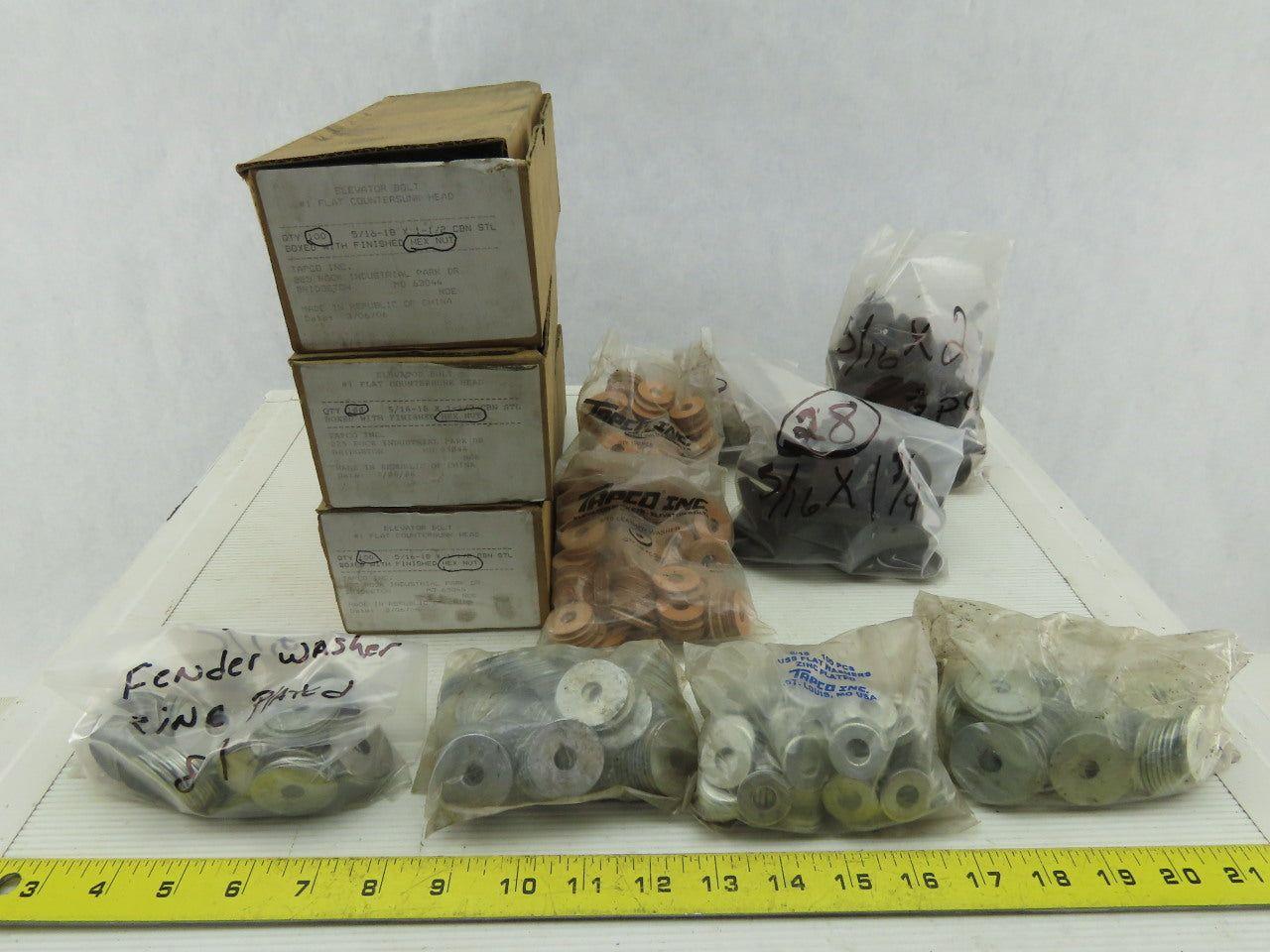 Tapco 5/16-18x1-1/2 Flat Countersunk Bolts W/Washers And Hex Nuts Bulk Lot