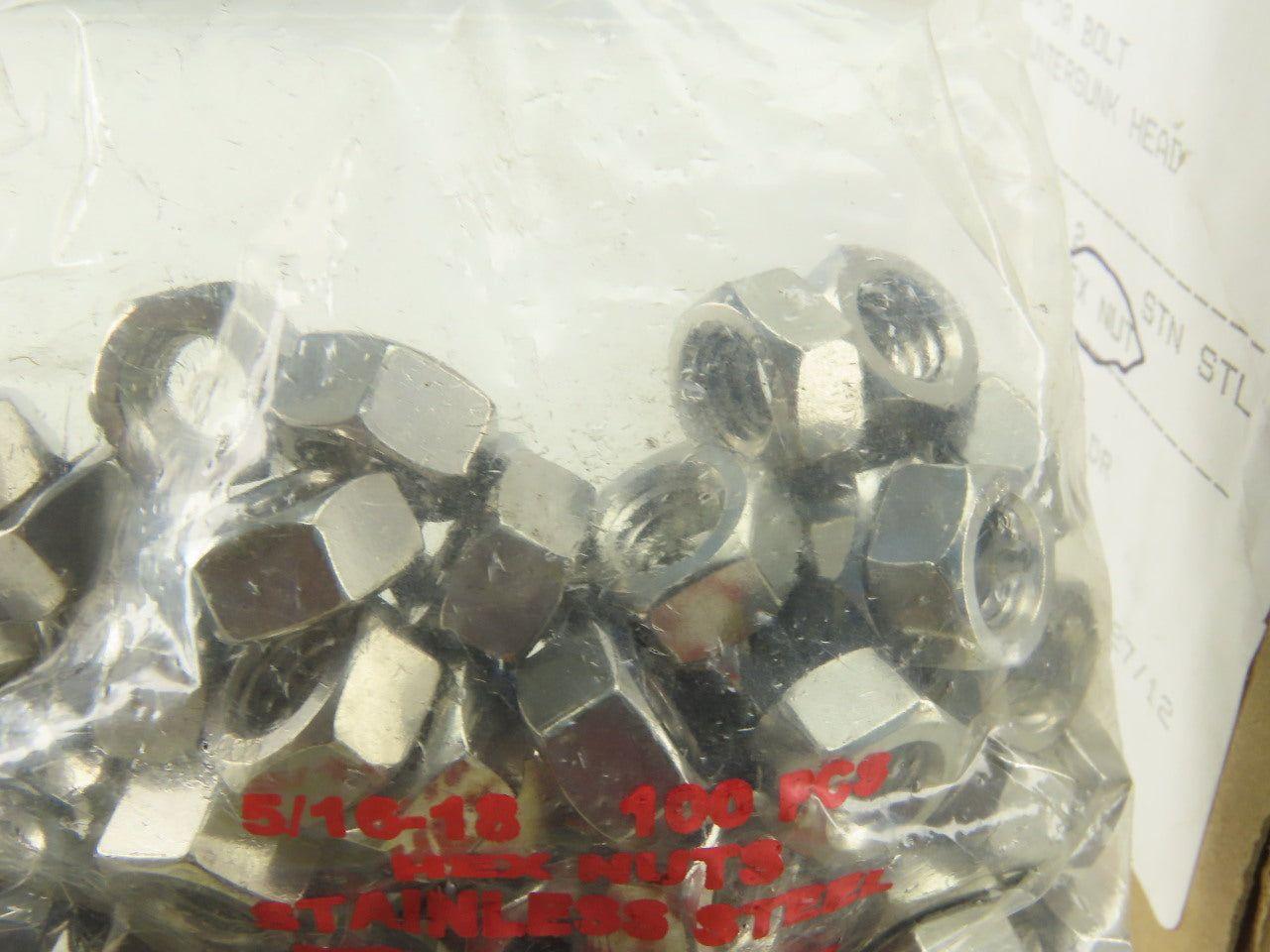 Tapco 5/16-18 x 2" Stainless Steel Elevator Bolt With Hex Nuts Lot of 100