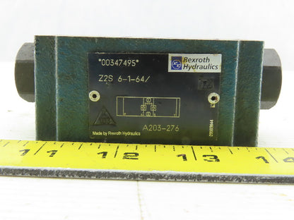 Rexroth Z2S6-1-64 Piloted Operated Hydraulic Check Valve 315 Bar Max