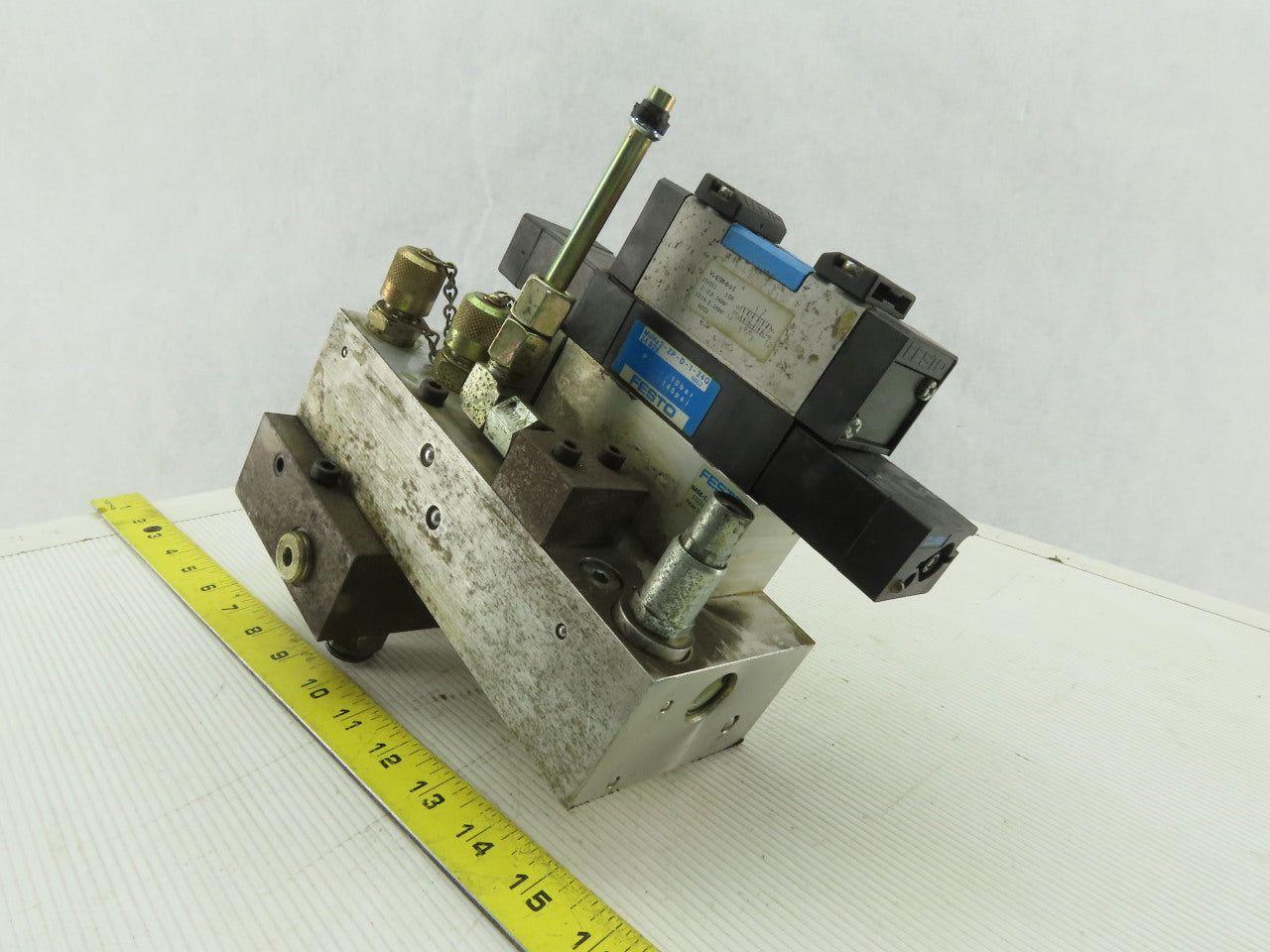 Festo VL-5/3E-D-1-C Pneumatic Valve with Solenoid Block & Sub Base Manifold