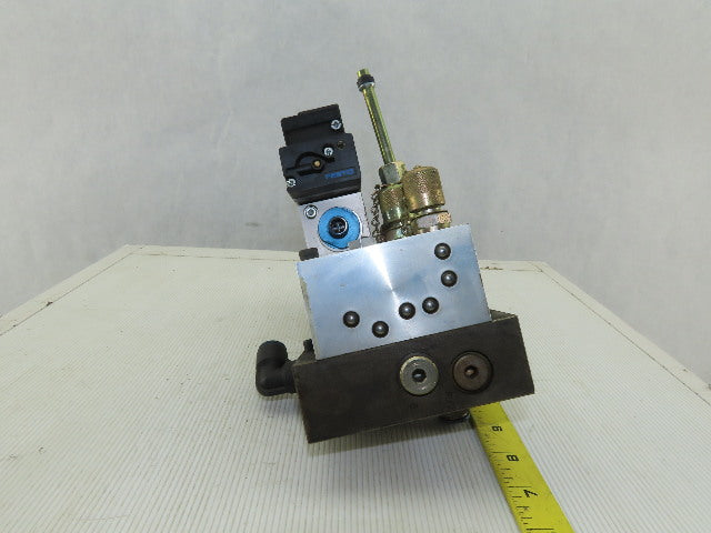 Festo VL-5/3E-D-1-C Pneumatic Valve with Solenoid Block & Sub Base Manifold