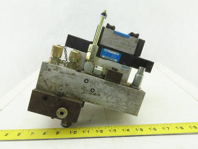 Festo VL-5/3E-D-1-C Pneumatic Valve with Solenoid Block & Sub Base Manifold