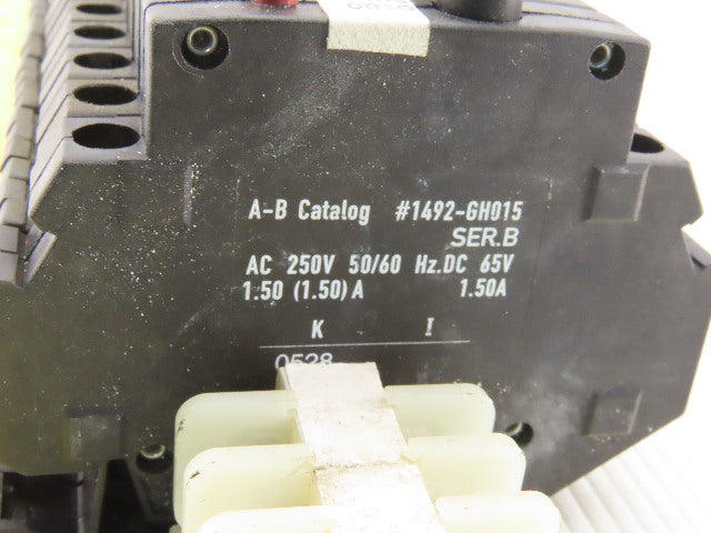 Allen Bradley 1492 GH015 Circuit Breakers 250VAC 65VDC 1.50A & Fuse Holders