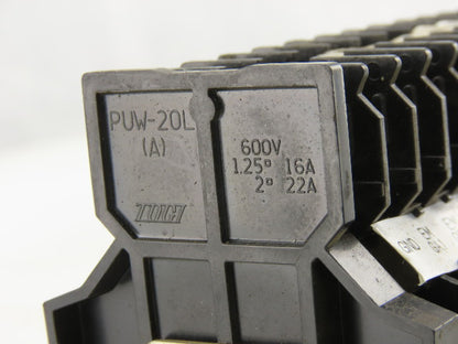 Togi PUW-20 DIN Rail Dual Terminal Block 600V 16A 600V 19 A 14 AWG Lot of 24