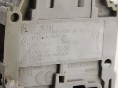 Entrelec M4/6 5116 DIN Rail Mount Terminal Block 600V 25A Lot of 135