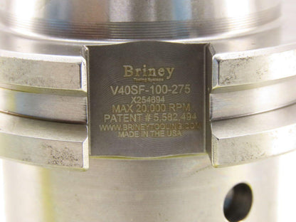 Briney V40SF-100-275 Cat 40 Shrink Fit Tool Holder 1" Bore 2-3/4" Projection