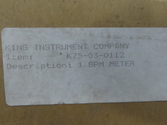 King Instrument K75-03-0112 Acrylic Liquid Read Float 1 GPM Meter