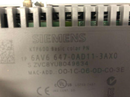 Siemens 6AV6 647-0AD11-3AX0 Simatic Panel Touch