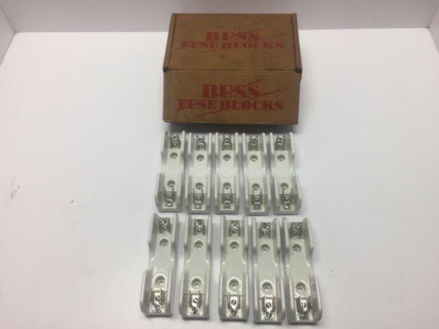 Buss Fuse Blocks No. 2610 1 Pole 30A 600V Porcelain Lot of 10
