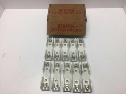 Buss Fuse Blocks No. 2610 1 Pole 30A 600V Porcelain Lot of 10