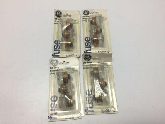 General Electric GE37420-3D5 Time Delay Plug Fuses 20A-125V 4 Packs of 3 In Box