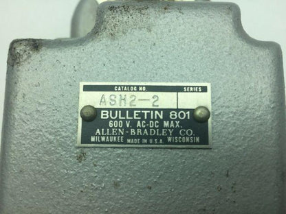 Allen Bradley 801ASH2-2 Limit Switch 600VAC-DC 801-ASH22