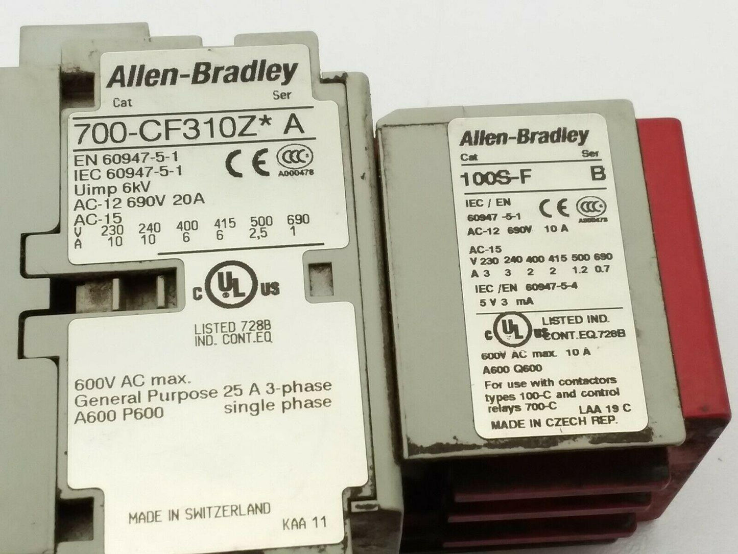 Allen Bradley 700S-CF620ZJBC Guardmast Safety Contactor 25A Series A Lot of 2
