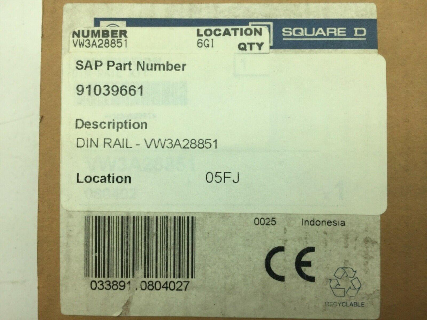 Square D VW3A28851 Mounting Plate for DIN Rail