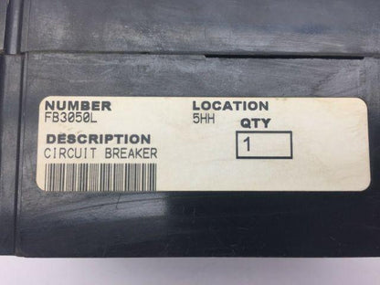 Westinghouse FB3050L Circuit Breaker 50A 3 Pole 600VAC