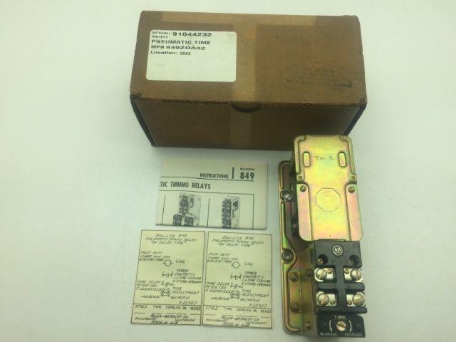 Allen Bradley 849-Z0A32/B Pneumatic Timing Relay 240V 60Hz Series B