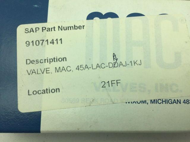 Mac 45A-LAC-DAAJ-1KJ Solenoid Valve 120PSI 110-120VDC Coil 5.4W 1/8"NPT