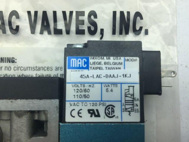 Mac 45A-LAC-DAAJ-1KJ Solenoid Valve 120PSI 110-120VDC Coil 5.4W 1/8"NPT