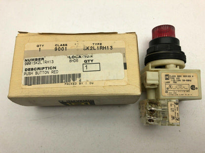 Square D 9001SK2L1RH13/H Red Illuminated Push Button 1N.O 1N.C Series H