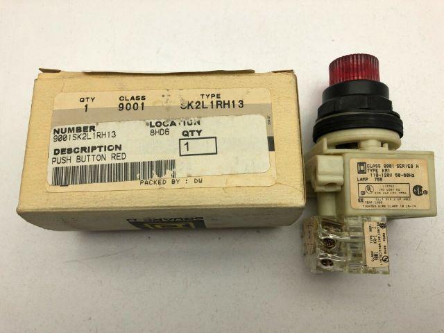 Square D 9001SK2L1RH13/H Red Illuminated Push Button 1N.O 1N.C Series H