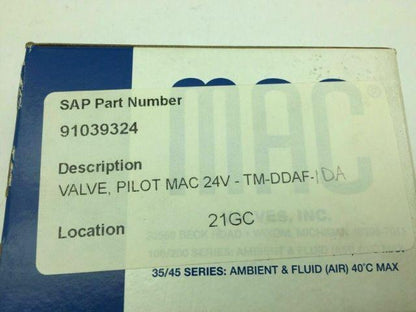 MAC TM-DDAF-1DA Valve 24VDC 25-150PSI