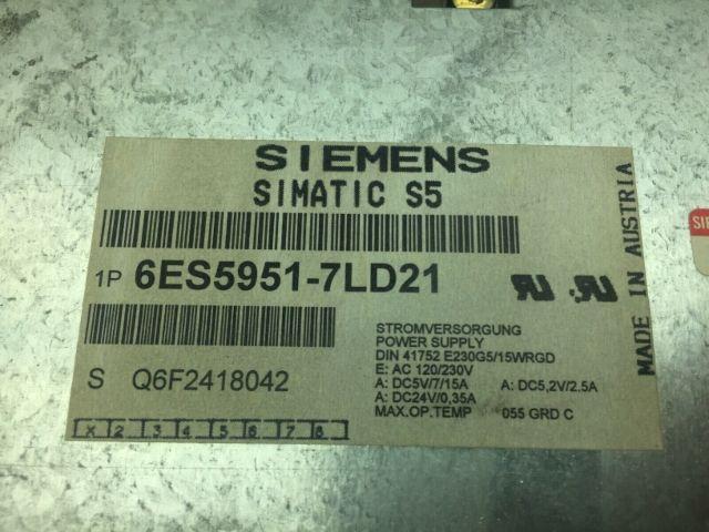 Siemens 6ES5951-7LD21 Power Supply 120-230VAC 7A 15A