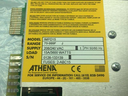 Athena IMPD15 Temperature Controller 208-240VAC 1 Phase