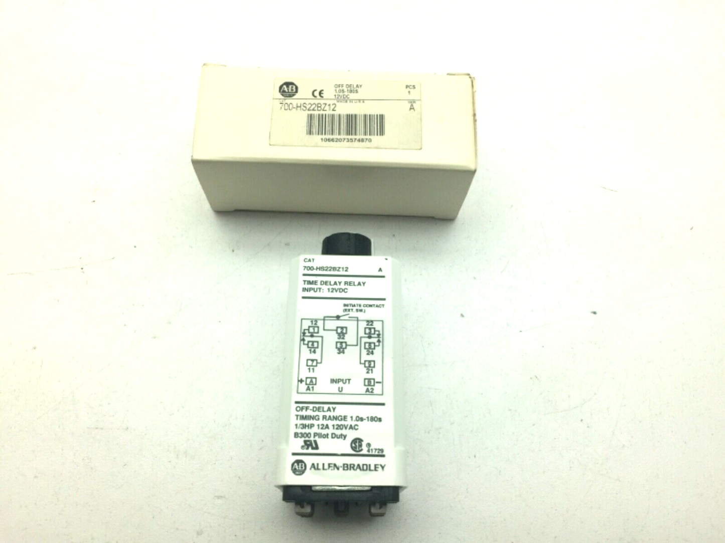 Allen Bradley 700-HS22BZ12/A Time Delay Relay 180 Seconds 12A Series A 12VDC