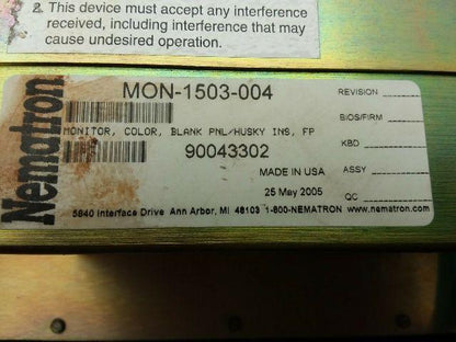 Nematron Corp MON-1503-004 Operator Interface